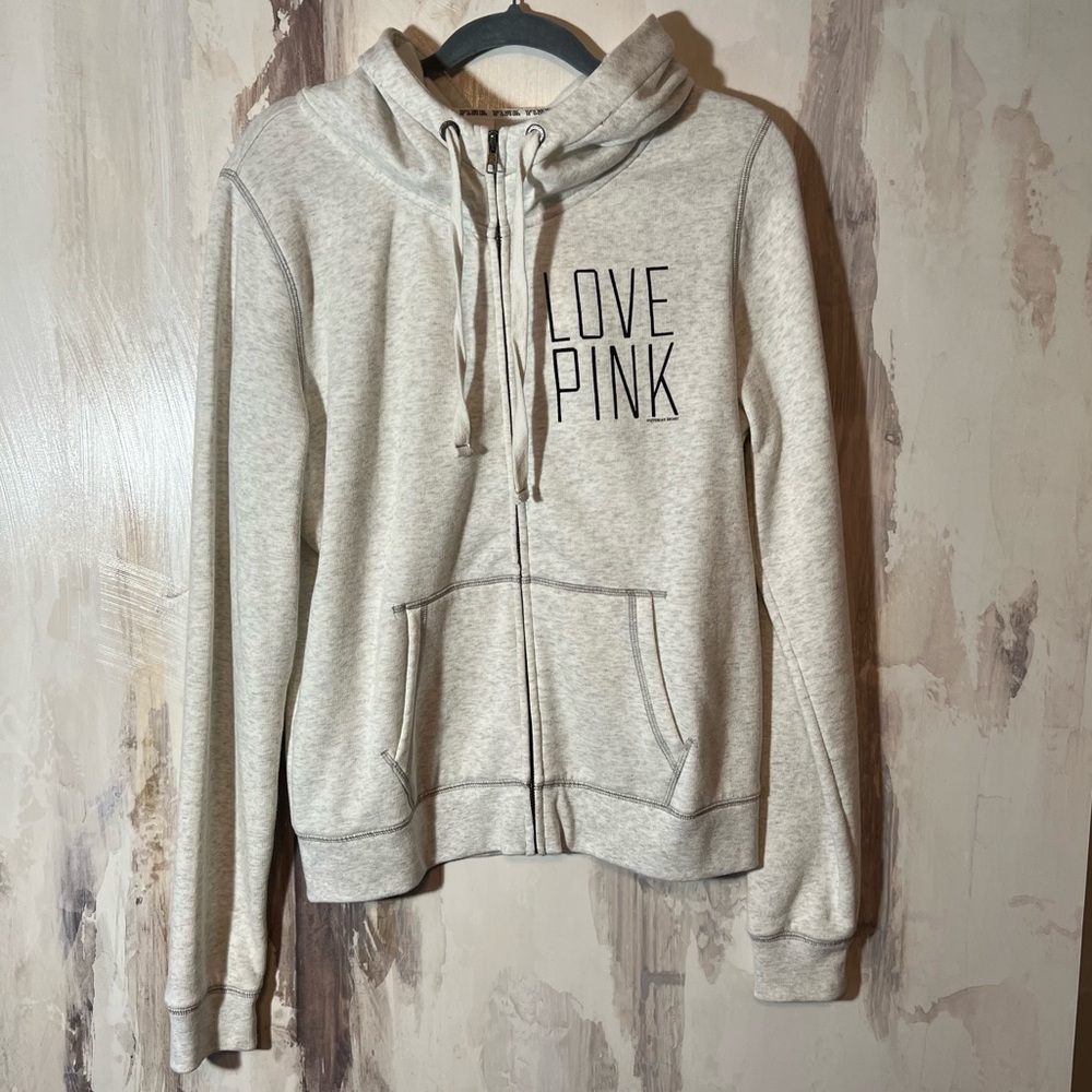Victoria's Secret PINK White/Gray Hoodie Size L